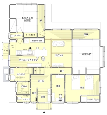 勾配天井のある二世帯リノベーション