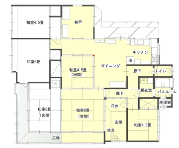 寒くない吹き抜けのある古民家リビング