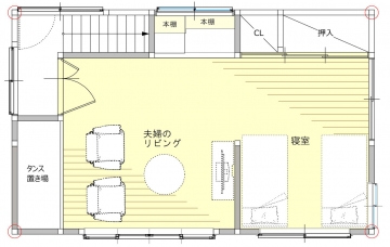 寝室と夫婦のリビング